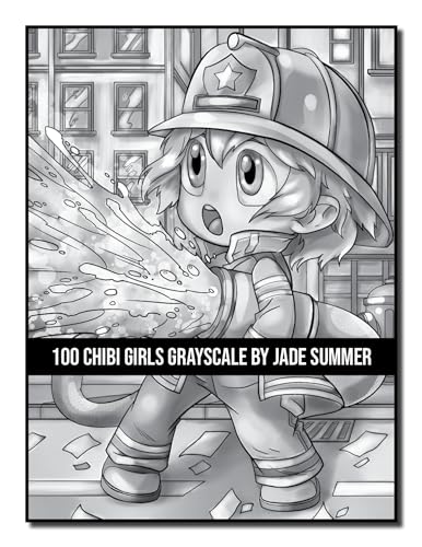 100 Chibi Girls Grayscale: An Adult Coloring Book Collection with Cute Girls, Fantasy, Horror, Christmas, and More! (Grayscale Coloring Books)