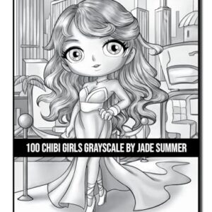 100 Chibi Girls Grayscale: An Adult Coloring Book Collection with Cute Girls, Fantasy, Horror, Christmas, and More! (Grayscale Coloring Books)