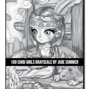 100 Chibi Girls Grayscale: An Adult Coloring Book Collection with Cute Girls, Fantasy, Horror, Christmas, and More! (Grayscale Coloring Books)