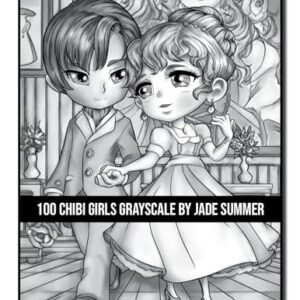 100 Chibi Girls Grayscale: An Adult Coloring Book Collection with Cute Girls, Fantasy, Horror, Christmas, and More! (Grayscale Coloring Books)