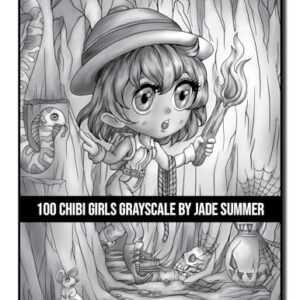 100 Chibi Girls Grayscale: An Adult Coloring Book Collection with Cute Girls, Fantasy, Horror, Christmas, and More! (Grayscale Coloring Books)