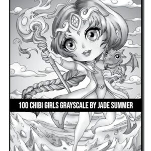 100 Chibi Girls Grayscale: An Adult Coloring Book Collection with Cute Girls, Fantasy, Horror, Christmas, and More! (Grayscale Coloring Books)