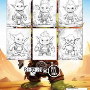 Tiny Orc Warriors Coloring Book: Grayscale Fantasy Adventures for Adults, Teens, and Kids - Zen, Adorable Baby Orc Fantasy Creatures coloring book! (Fantasy Coloring Books)