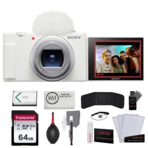 Sony ZV-1 II Digital Camera | White Bundled with 64GB Memory Card + Microfiber Cleaning Cloth + Photo Starter Kit (11 Pieces) (4 Items)