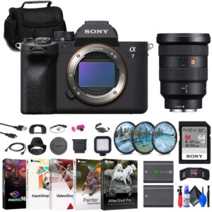 Sony a7 IV Mirrorless Camera (ILCE-7M4/B) + Sony FE 16-35mm Lens (SEL1635GM) + 64GB Card + Filter Kit + Bag + NP-FZ100 Compatible Battery + Card Reader + LED Light + More (Renewed)