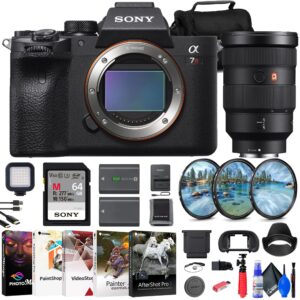 Sony a7R IVA Mirrorless Camera (ILCE7RM4A/B) + Sony FE 24-70 Lens + 64GB Card + Filter Kit + Bag + NP-FZ100 Compatible Battery + Card Reader + LED Light + Corel Photo Software + More (Renewed)