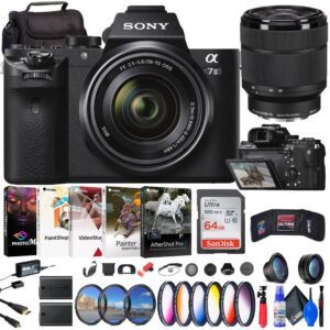 Sony a7 II Mirrorless Camera with 28-70mm Lens (ILCE7M2K/B) + Sony FE 55mm Lens (SEL55F18Z) + Filter Kit + Bag + 64GB Card + NPF-W50 Battery + Card Reader + Corel Photo Software + More (Renewed)