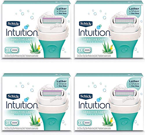 Schick Intuition Pure Nourishment Womens Razor Refills with Coconut Milk and Almond Oil, 3 Count (Pack of 4)