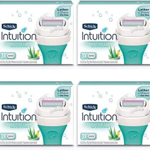 Schick Intuition Pure Nourishment Womens Razor Refills with Coconut Milk and Almond Oil, 3 Count (Pack of 4)