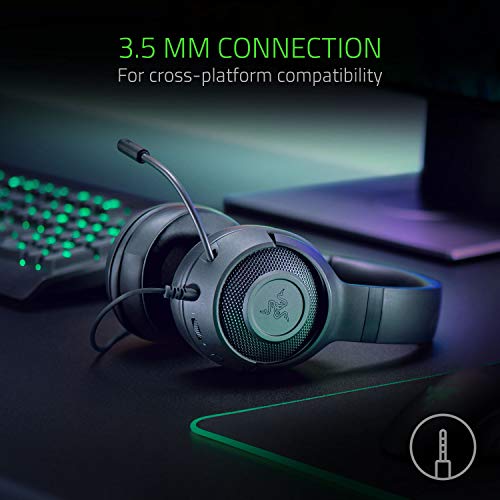 Razer Kraken X - Multi-Platform Wired Gaming Headset (Bendable Cardiod Microphone, Custom-Tuned 40 mm Drivers, 3.5 mm Connection, Oval Ear Cushions, Adjustable Headband) Black