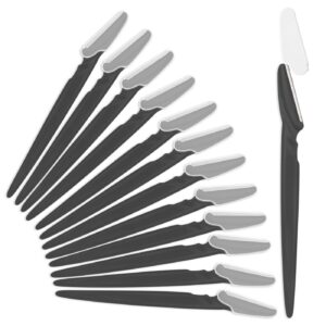 eyebrow razor for women, 12 pcs dermaplaning tool for face professional, face razor for women facial hair remover black