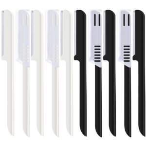 10 pieces eyebrow razor for women facial shaver razor brow shaper eyebrow trimmer dermaplaner shaping tool with cover (black, white)