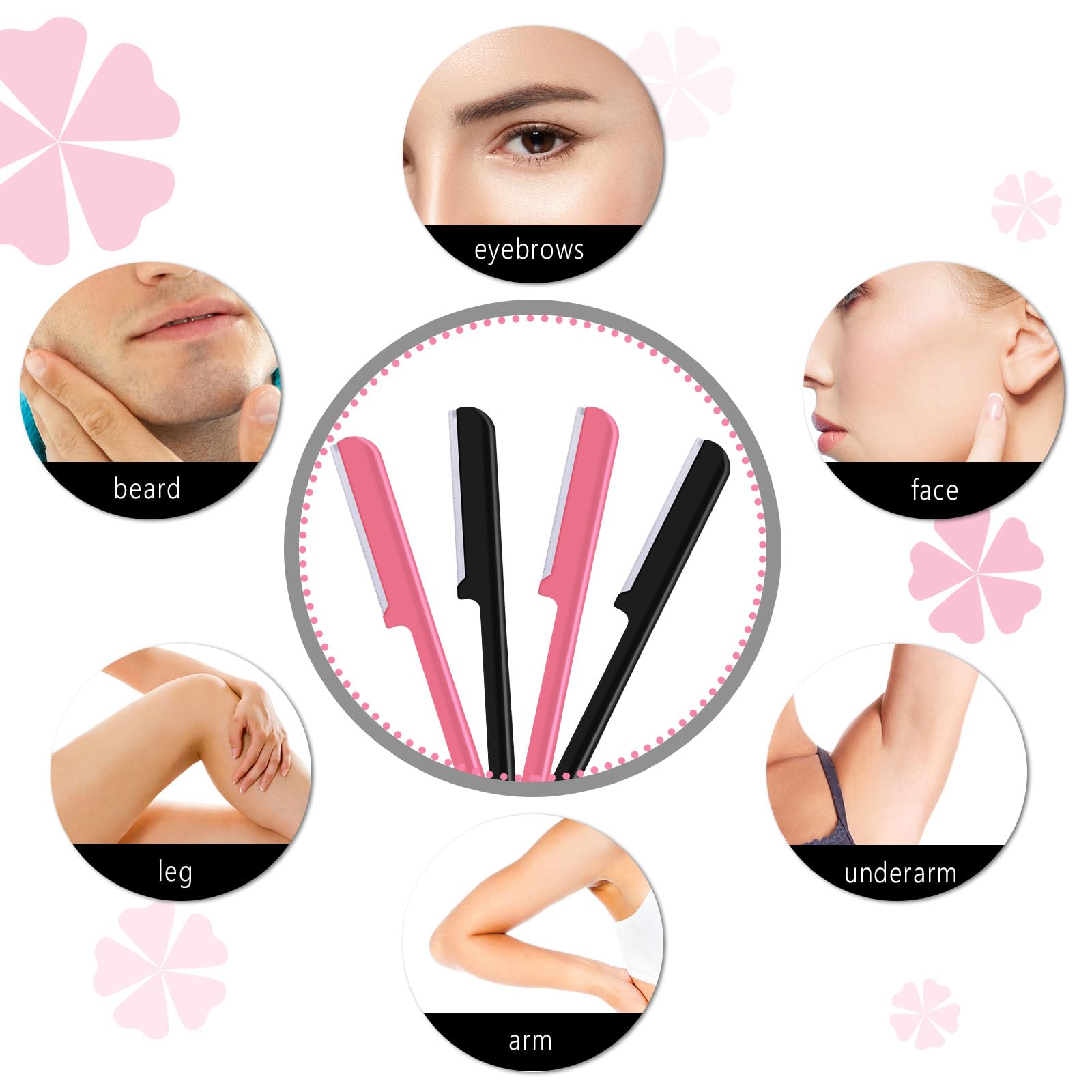 10 Pieces Eyebrow Razor for Women Facial Shaver Razor Brow Shaper Eyebrow Trimmer Dermaplaner Shaping Tool with Cover (Black, Pink)