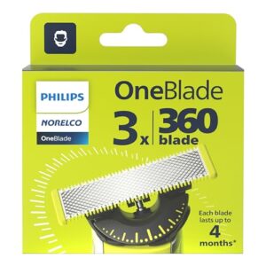 Philips Norelco OneBlade 360 Blades, Genuine Replacement Blades for OneBlade Electric Shaver and Trimmer, Durable Stainless Steel, Trim, Edge and Shave, 3 Pack, Model QP430/80