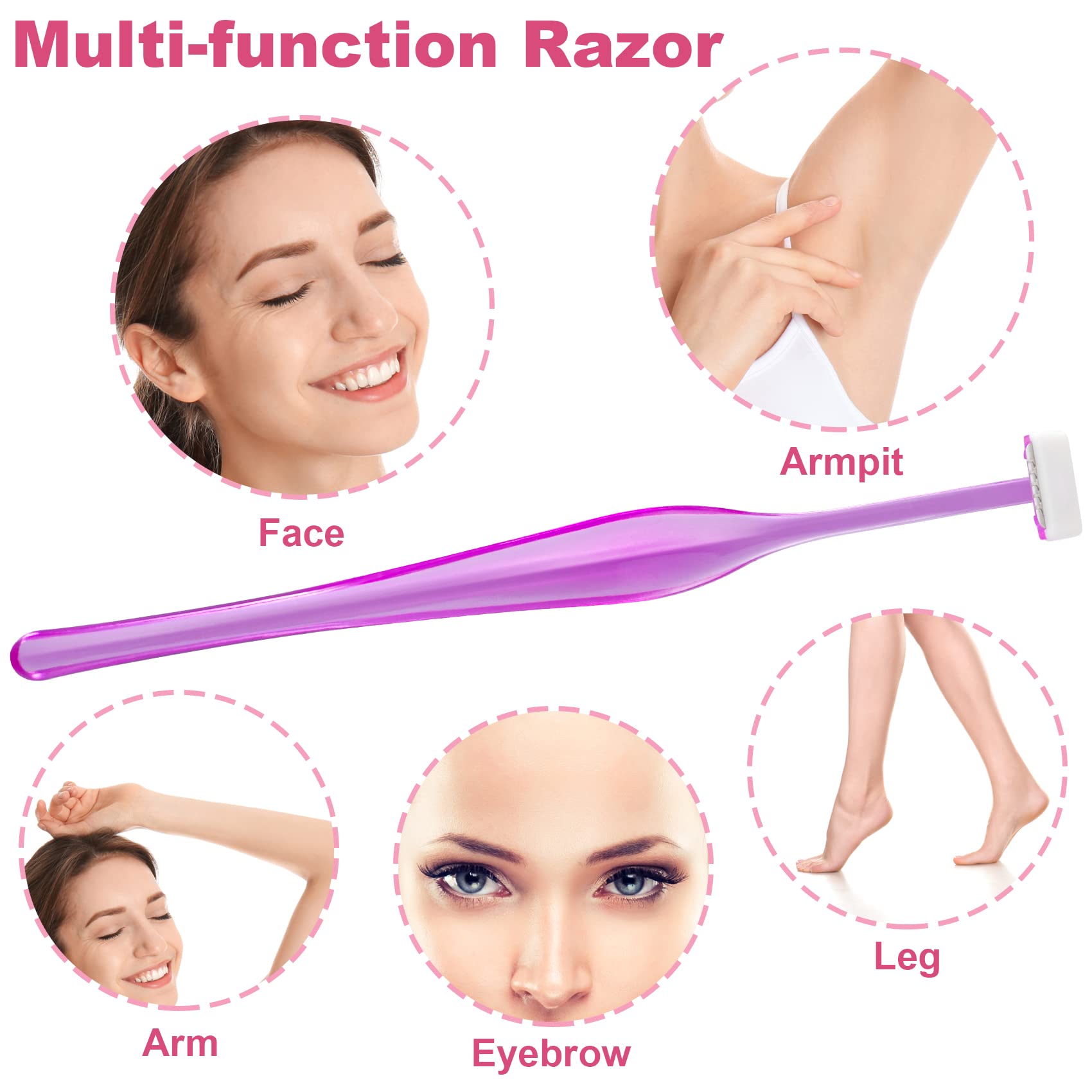 ANCIRS 24 Pack Eyebrow Trimmer Razors for Women Makeup, Facial T Shape Shaver Tool for Eye Brow, Stainless Steel Eyebrow Trimming Kit for Girls- Purple