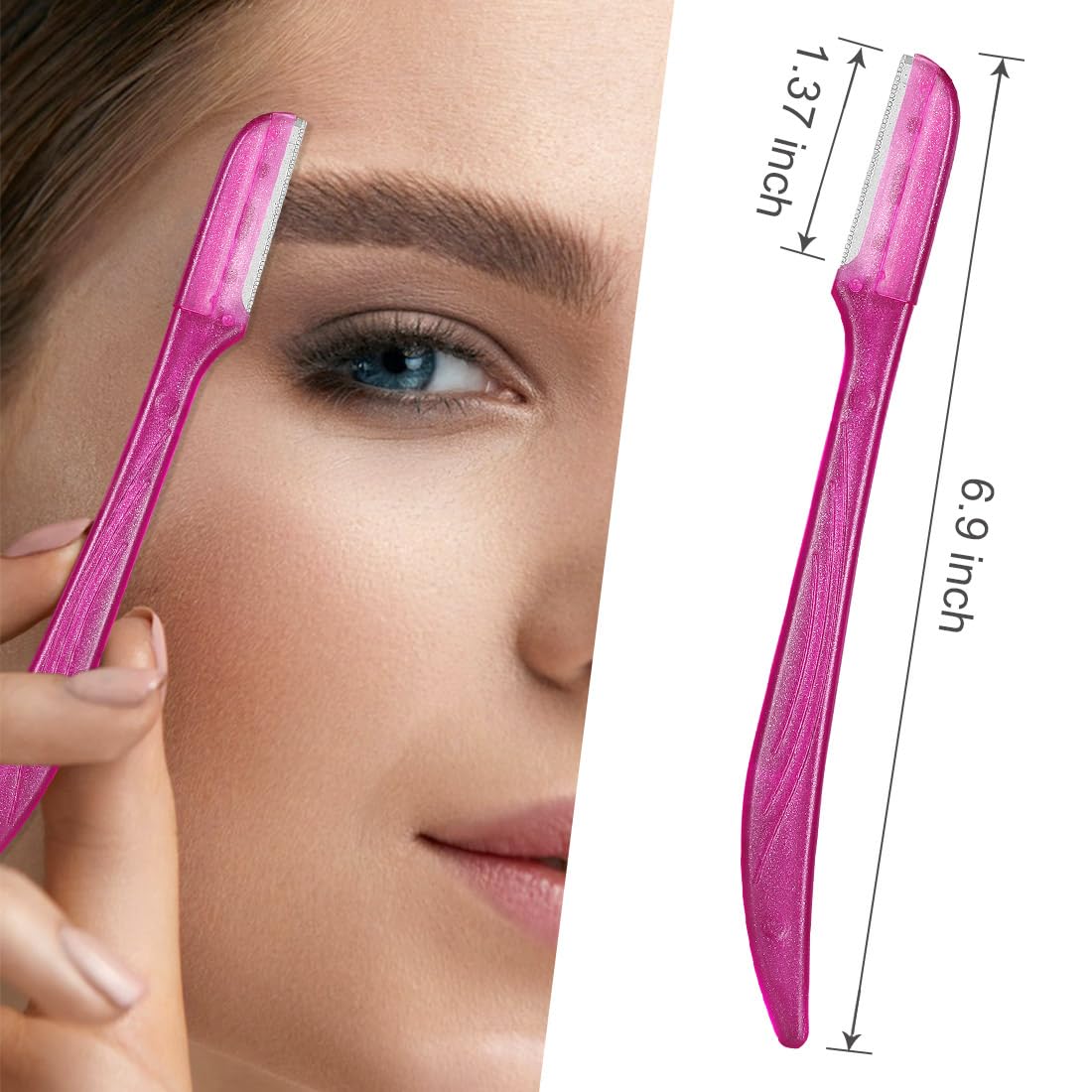 Bosose Facial Hair Removal for Women,Exfoliating Dermaplaning Tool, Includes Blade Cover, Face & Eyebrow Razor That Helps Exfoliate and Smooth the Skin, 3 pcs (Rose purple&blue)