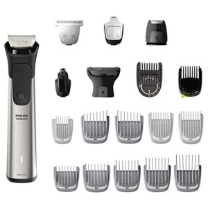 Philips Norelco Multigroom Series 9000 - 21 piece Men's Grooming Kit for beard, body, face, nose, ear hair trimmer w/ premium storage case, MG9510/60