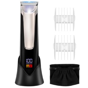 Body Hair Trimmer for Men Groomer: Mens Electric Pubic Groin Hair Shaver - Man Waterproof Ball Trimmers with LED Light - Male Grooming Kit