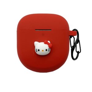 cartoon kawaii case for bose quietcomfort earbuds ii case(2022), seadream portable cute 3d cat animal cartoon scratch shock resistant protective cover with carabiner (cat)