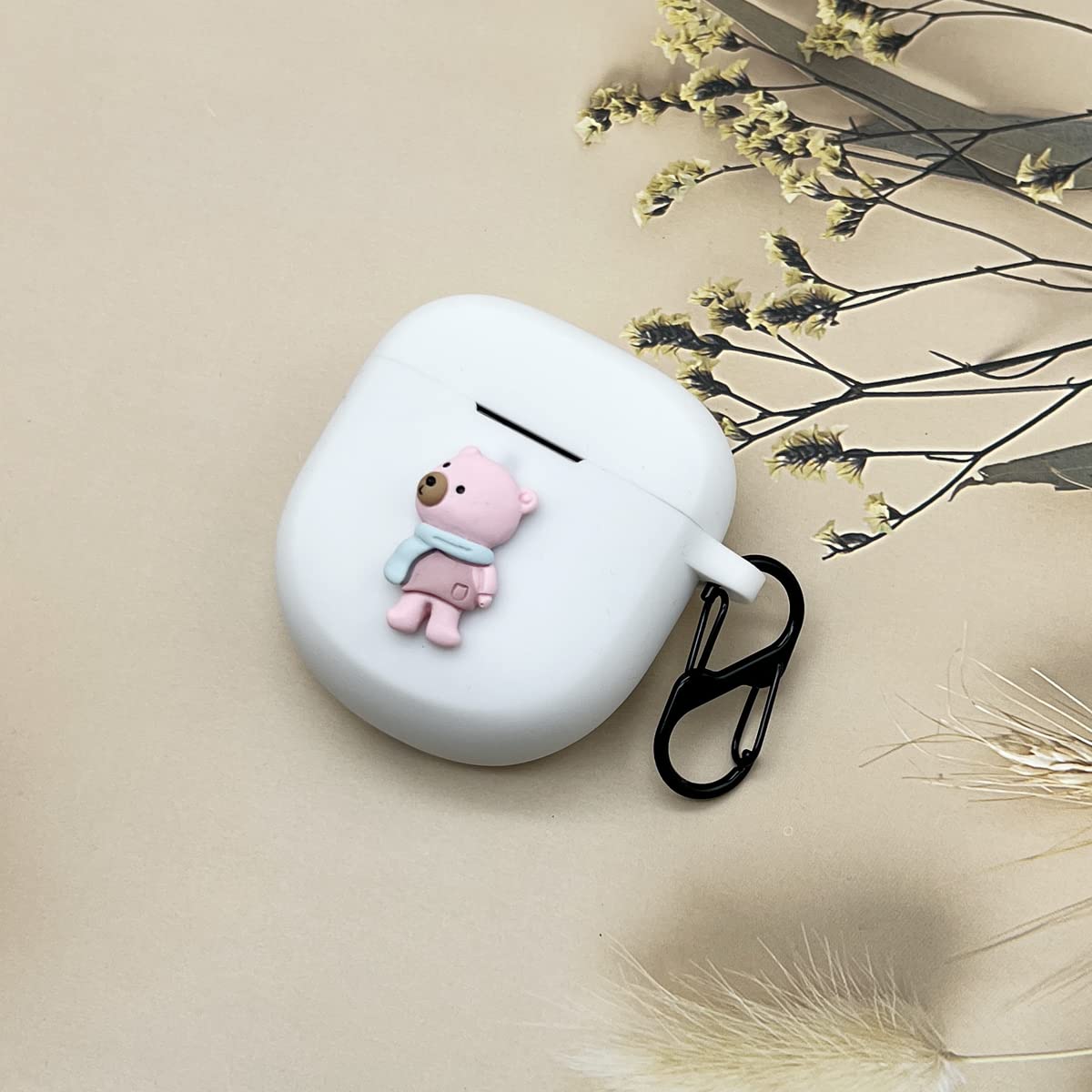 Cute Case Compatible with Bose QuietComfort Earbuds II, Silicone Kawaii Skin Cover Shockproof and Scratch Resistant Protective Case with Keychain for New Bose QuietComfort Earbuds II (White)