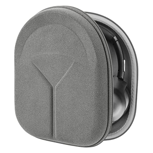 Geekria Shield Headphones Case for Foldable Over-Ear Headphones, Hard Shell Travel Carrying Bag, Compatible with Soundcore, JBL, Bang&Olufsen, Sony Headsets (Microfiber Grey)