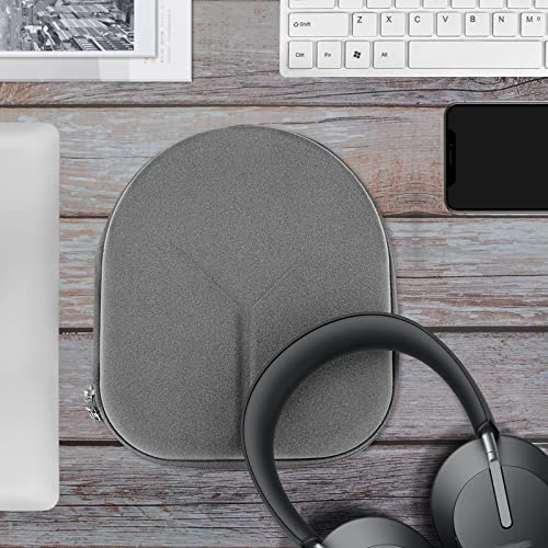 Geekria Shield Headphones Case for Foldable Over-Ear Headphones, Hard Shell Travel Carrying Bag, Compatible with Soundcore, JBL, Bang&Olufsen, Sony Headsets (Microfiber Grey)