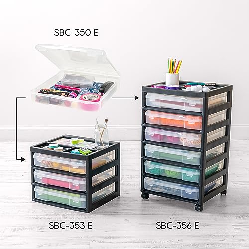 IRIS USA Fits 12" x 12" Paper, 6 Pack Thick Portable Plastic Scrapbook Paper Storage Cases with Built-in Handle for Art and Craft Supplies Yarn File Paper Office Documents Toys, Rounded Corner, Clear