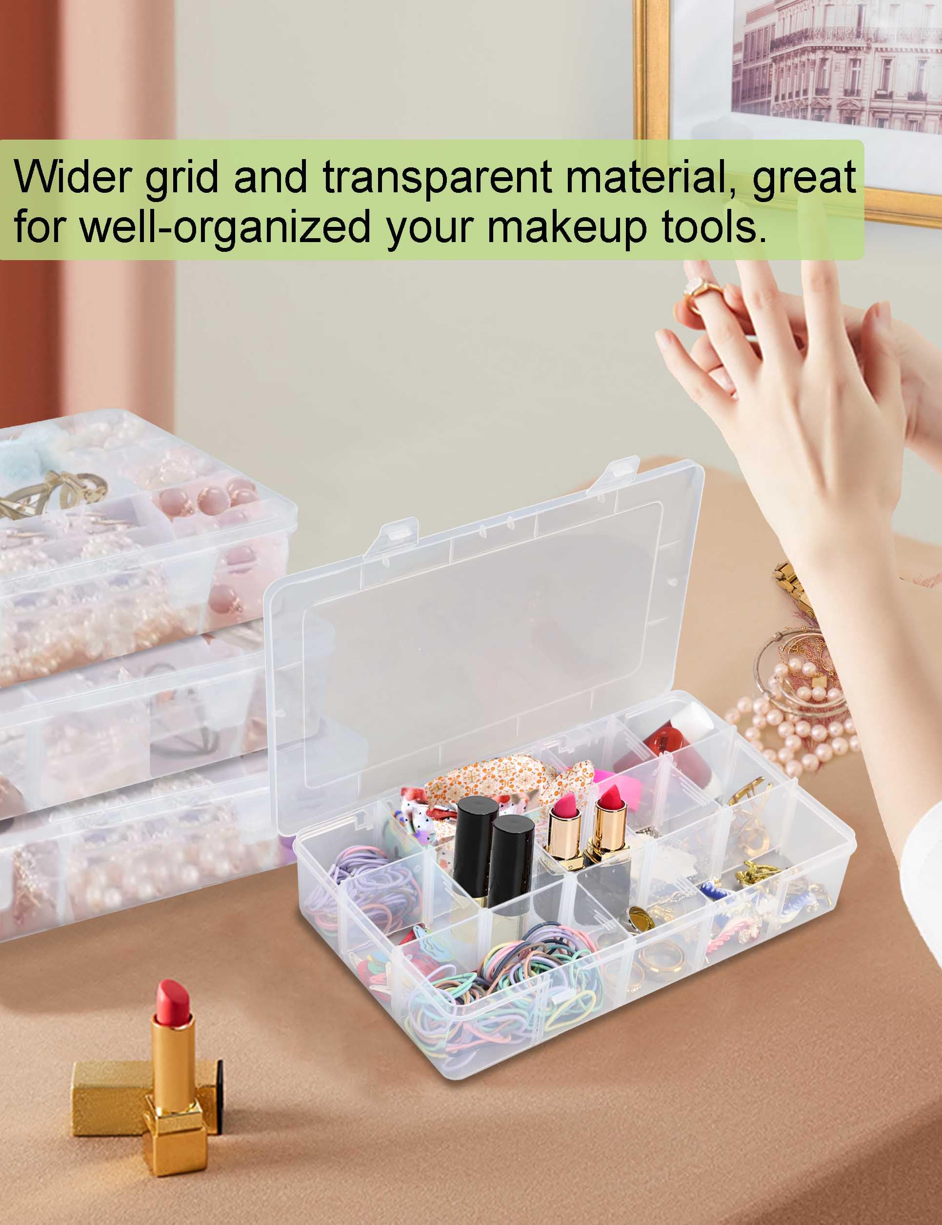 YVUDW Tackle Box Organizer Plastic Jewelry Box with Dividers Snackle Box Charcuterie Container Bead Organizer Containers Craft Storage Organizers 4 Pack