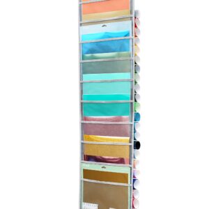 Hanging Vinyl Organizer, Double-Sided, ZENXUS 25 Compartments Roll Storage, Backside 10 Pockets for 12x12 Vinyl Sheet, Cardstock, Scrapbook Paper, Door Hooks Included