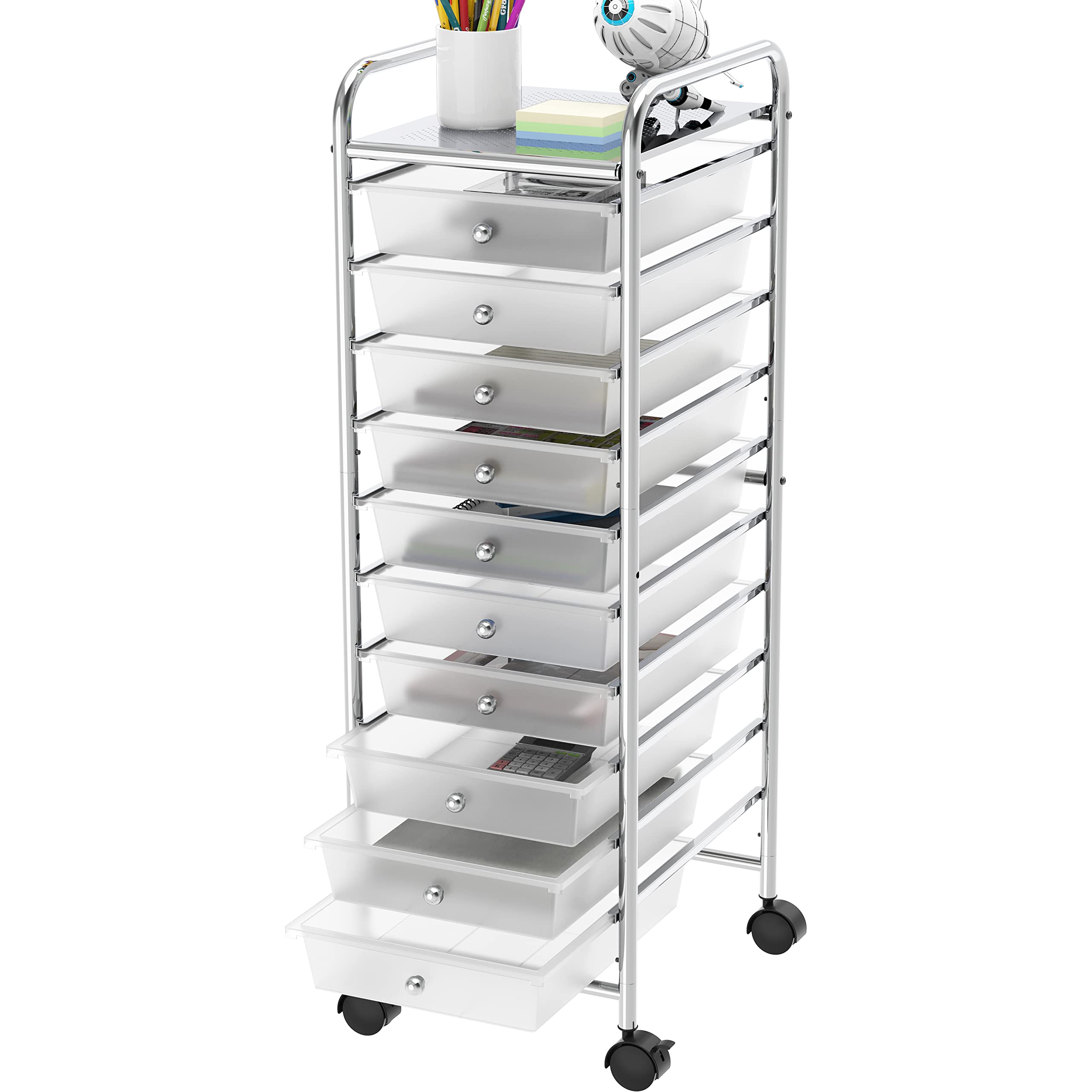 SimpleHouseware Utility Cart with 10 Drawers Rolling Storage Art Craft Organizer on Wheels, Metal