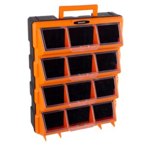 plastic storage drawers - 12-bin screw organizer - craft cabinet for hardware, crafting supplies, or toys - garage organization by stalwart (black)