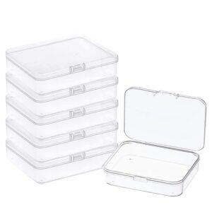 Goiio 6 Pcs 5.6x4.2x1.8 Inches Clear Rectangle Box for Collecting Small Items, Beads, Game Pieces, Business Cards, Crafts Accessories