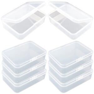 thintinick 8 pack rectangular clear plastic storage containers box with hinged lid for beads and other small craft items (4.92 x 3.35 x 1.38 inch)