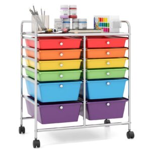 giantex 12 drawer rolling storage cart tools scrapbook paper office school organizer