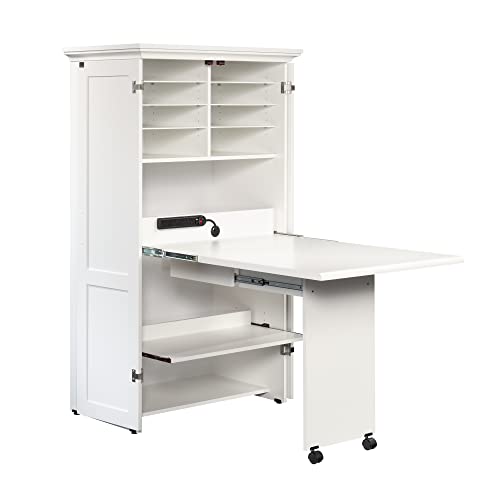 Sauder Miscellaneous Storage Craft & Sewing Armoire, L: 35.11" x W: 21.81" x H: 61.58", Glacier White finish