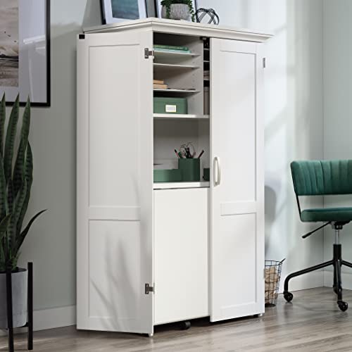 Sauder Miscellaneous Storage Craft & Sewing Armoire, L: 35.11" x W: 21.81" x H: 61.58", Glacier White finish