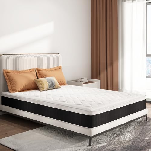 Z-hom Mattress King Size, 10 Inch Hybrid Euro Top Mattress Bed in a Box, Individually 5-Zone Pocketed Spring Mattress for Pressure Relief & Motion Isolation, Plush Foam Innerspring Mattress, Black