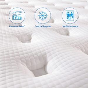 Rimensy King Mattress, 12 Inch Hybrid Mattress in a Box, Gel Foam Mattress, Individually Wrapped Pocket Coils Innerspring Mattress, Support & Pressure Relief, Medium Firm Feel, 76"*80"*12"