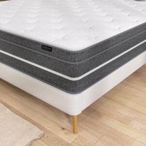 Hohamn King Size Mattress, 12 Inch Hybrid Mattress in a Box, King Mattress Foam and Individually Wrapped Pocket Coils, Soft and Breathable, Pressure Relief, Strong Edge Support, Medium Firm