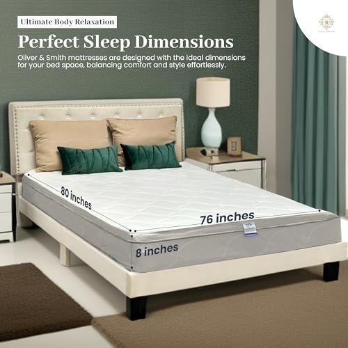 King Size Mattress - 8 Inch Cool Comfort Foam & Spring Hybrid Mattress with Breathable Organic Cotton Cover - Quilted Soft Tight Top - Rolled in a Box - Oliver & Smith