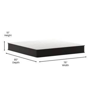 Flash Furniture Dream 10 Inch Hybrid Mattress in a Box, High Density Foam and Pocket Spring Mattress, CertiPur-US Certified Foam, King, White/Gray