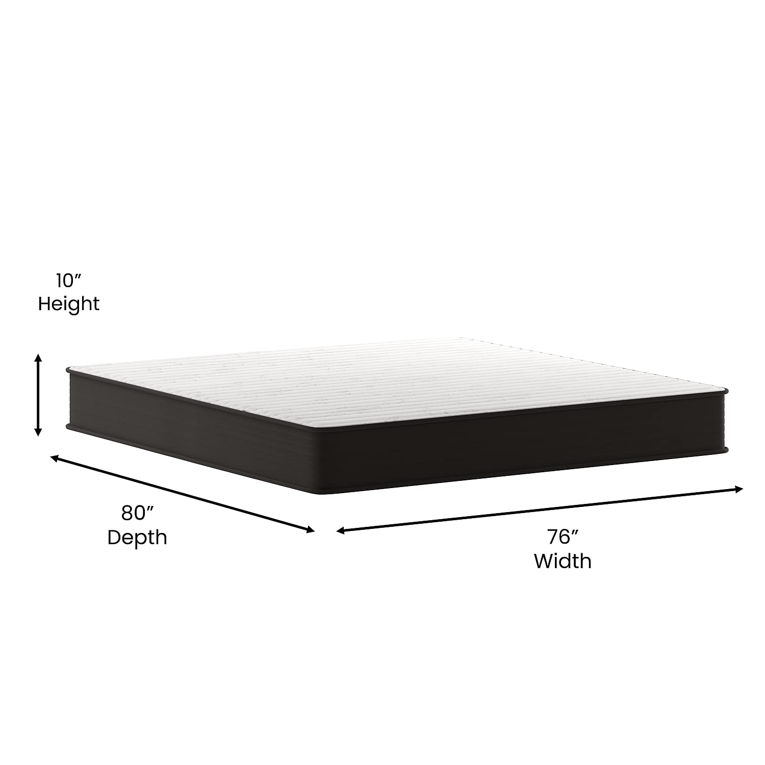 Flash Furniture Dream 10 Inch Hybrid Mattress in a Box, High Density Foam and Pocket Spring Mattress, CertiPur-US Certified Foam, King, White/Gray