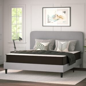 Flash Furniture Dream 10 Inch Hybrid Mattress in a Box, High Density Foam and Pocket Spring Mattress, CertiPur-US Certified Foam, King, White/Gray