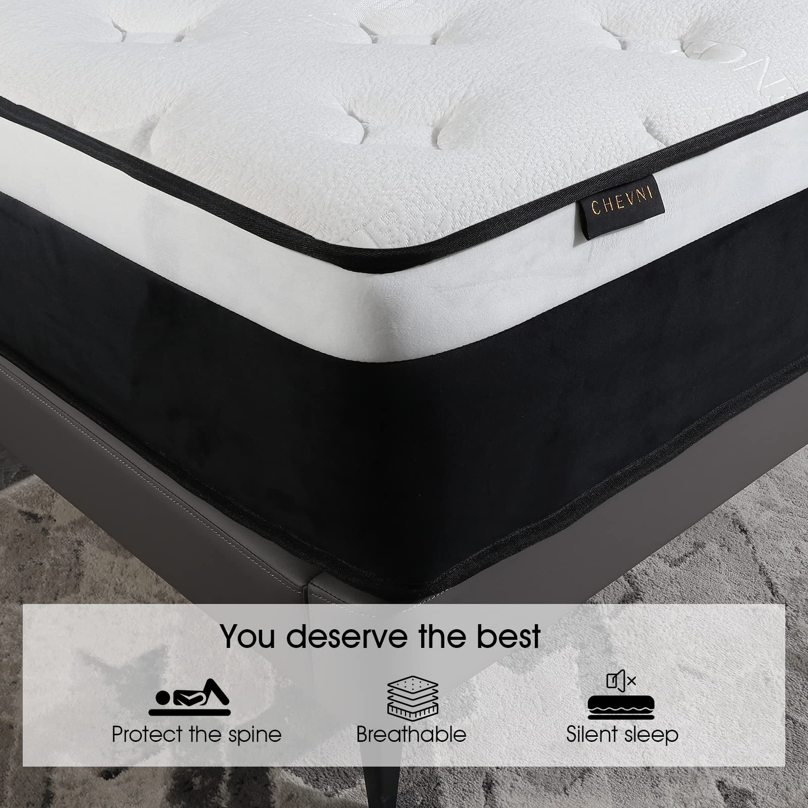 CHEVNI King Mattress,12 Inch Euro Top King Size Mattress in a Box,Memory Foam Hybrid Mattress with Individually Pocket Springs,Medium Firm,Strong Edge Support,CertiPUR-US