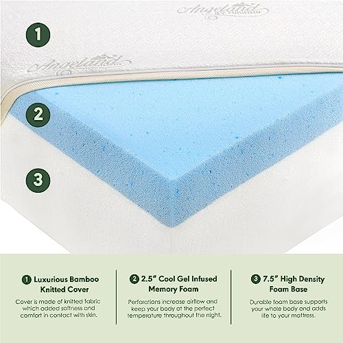 Furinno Angeland Luxury III Gel Infused Memory Foam Mattress/CertiPUR-US Certified/Pressure Relieving/Hypoallergenic, 10-Inch, King,White