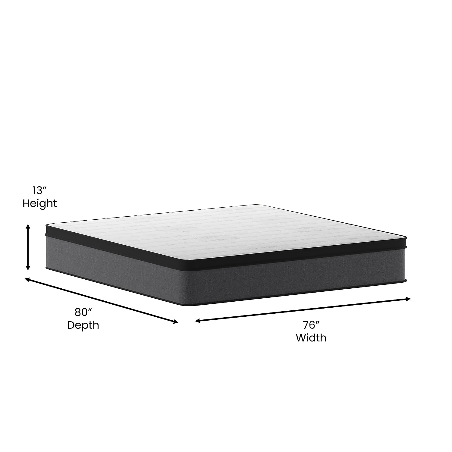 Flash Furniture Capri Comfortable Sleep 13" Euro Pillow Top Hybrid Pocket Spring and Foam Mattress in a Box, Foam and Spring Hybrid Mattress, King