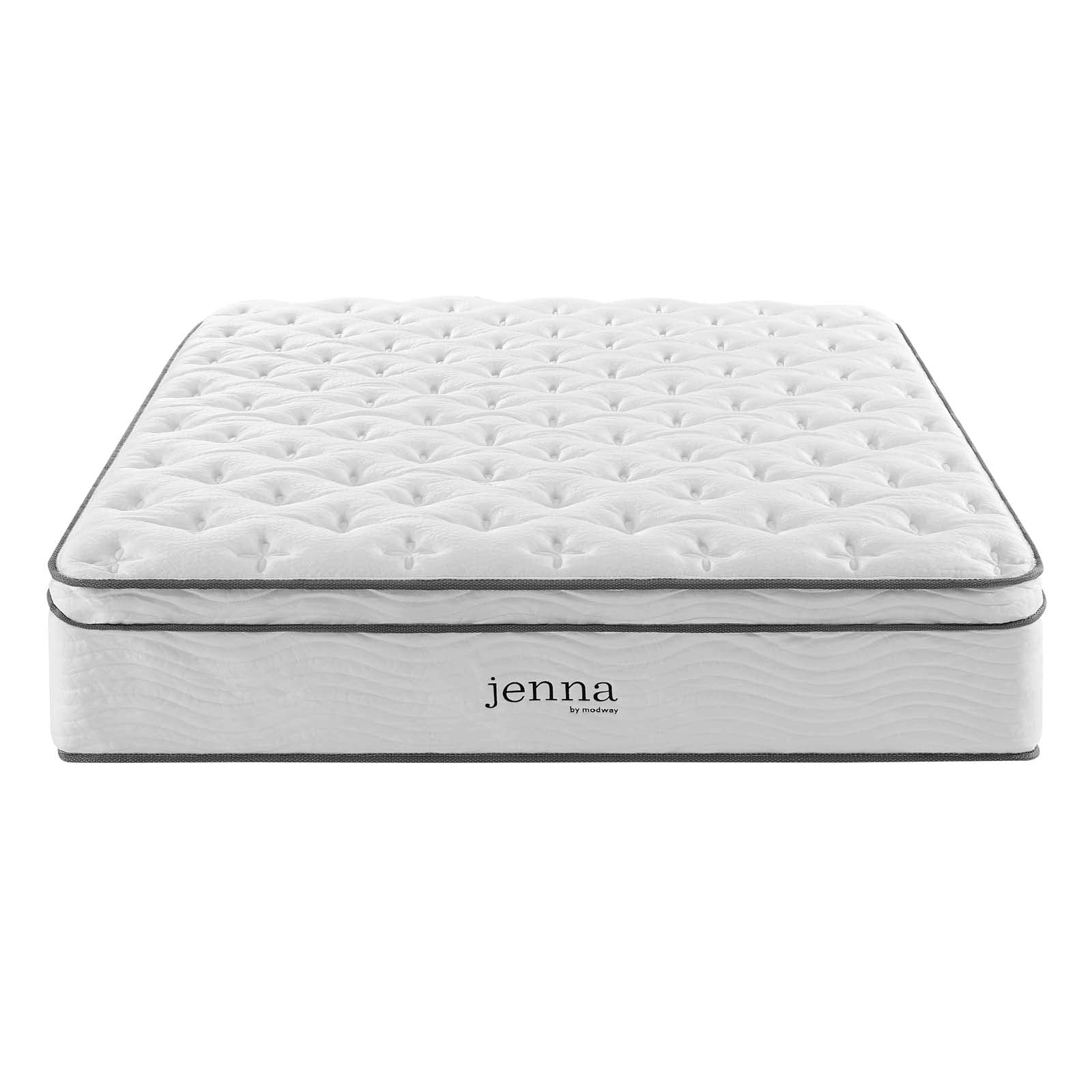 Modway Jenna 14” Innerspring and Memory Foam King Mattress With Individually Encased Coils, White