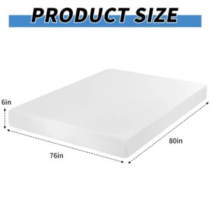 CL.HPAHKL Gel Memory Foam Mattress 6 inch King Size Mattress with Removable Soft Cover Medium Firm Mattresses CertiPUR-US Certified/Bed-in-a-Box for Cool Sleep Relieving Pressure Relief