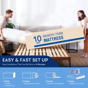 King Size Mattress in a Box, 10 inch Bed Mattresses, Cooling Gel Green Tea Memory Foam, Medium Firm