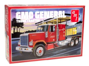 amt 1976 gmc general semi truck coca cola edition 1/25 scale model big rig hauler model kit, green (amt1179)